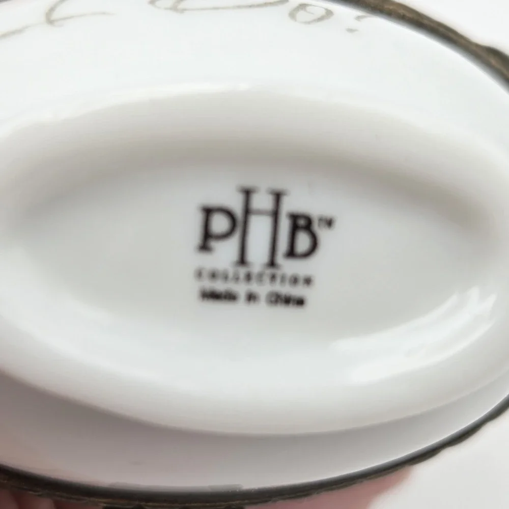 PHB Porcelain Hinged Trinket Box With Bride And Groom Wedding Cake Topper I DO!
